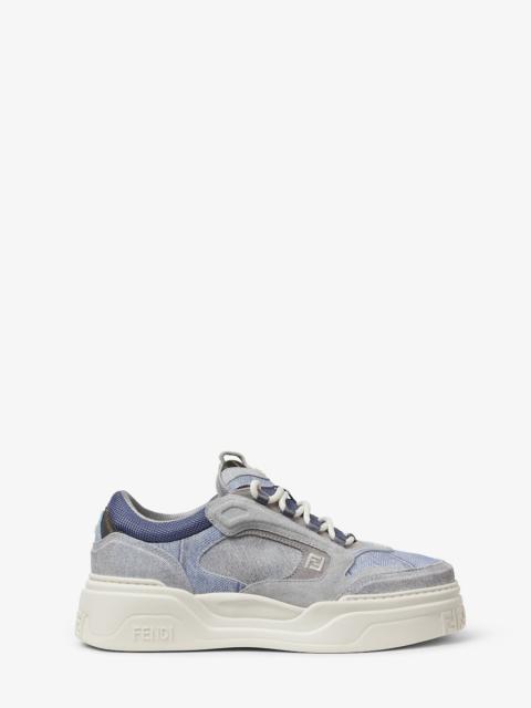 Fendi Force sneakers Light blue denim-effect suede low tops