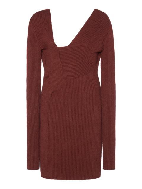 Ribbed-Knit Mini Dress brown