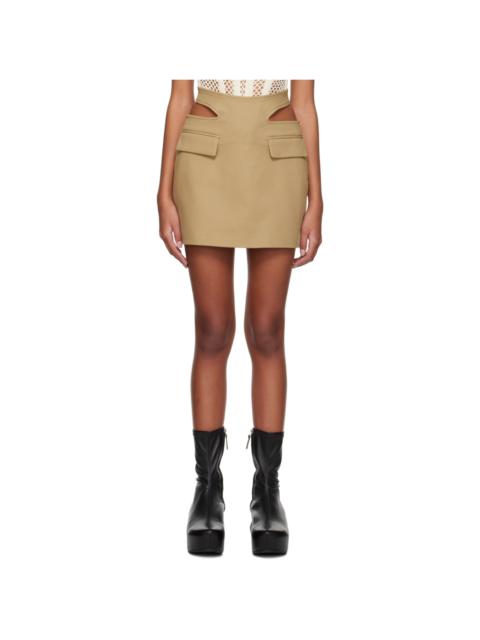 Khaki Y Front Buckle Miniskirt