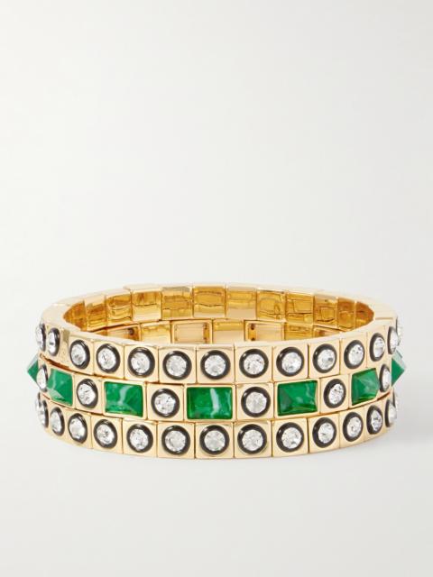 The Duchesse Set Of Three Gold-tone, Enamel And Cubic Zirconia Bracelets