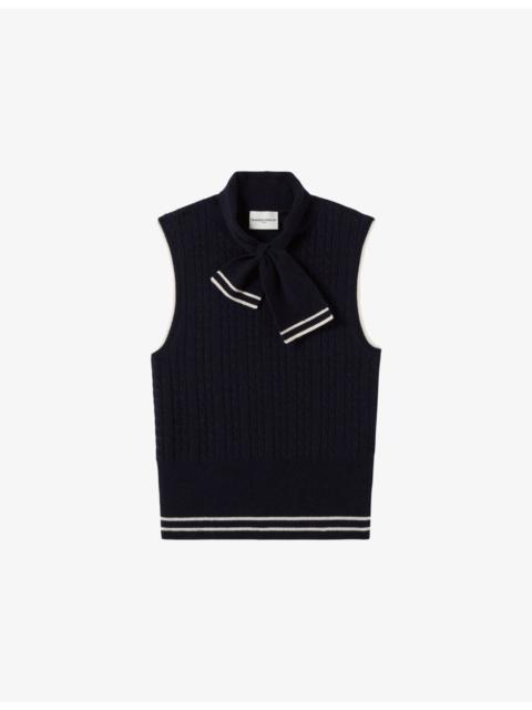 Striped Sleeveless Wool-Cashmere Blend Vest