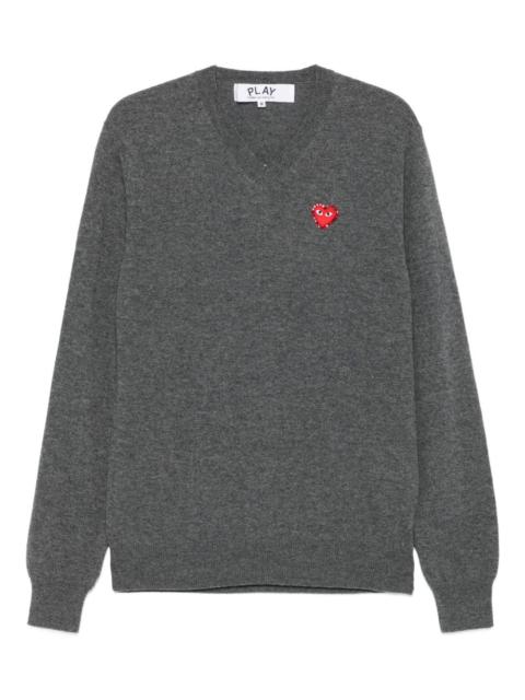 heart-emblem v-neck sweater