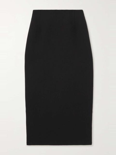 Wool-crepe midi skirt