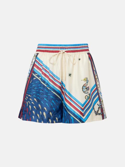 Apollo printed silk satin shorts