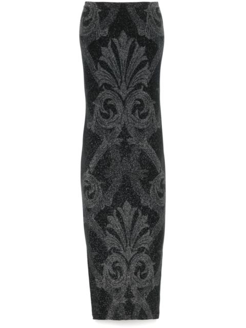 metallic jacquard maxi dress