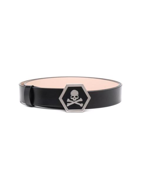 skull-motif leather belt