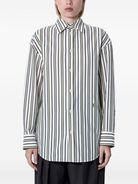 striped logo embroidery shirt