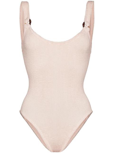 Domino crinkle-effect swimsuit