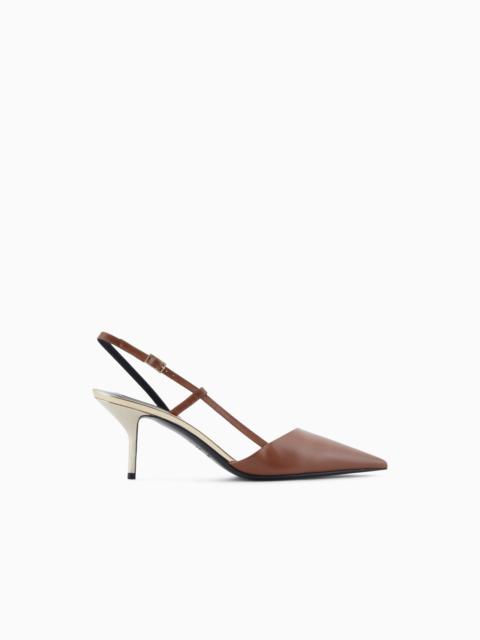 CALFSKIN SLINGBACKS WITH MIRROR DETAILS