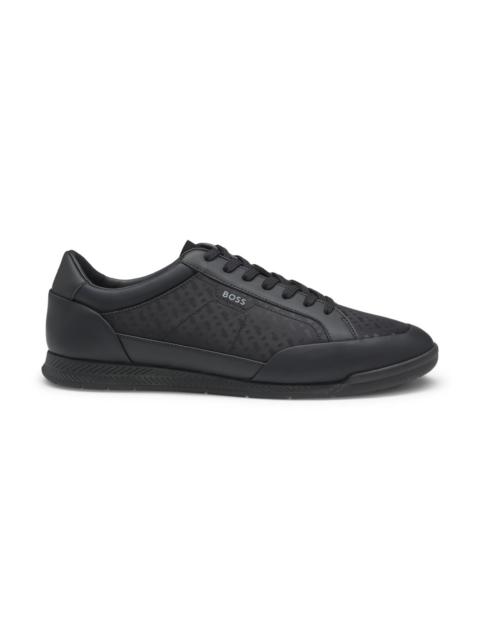 MONOGRAM-JACQUARD TRAINERS WITH LEATHER TRIMS
