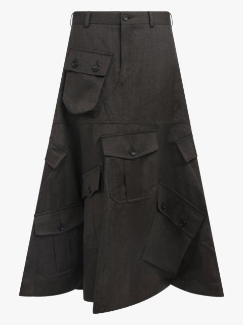 POCKET PANEL MIDI SKIRT | GREY