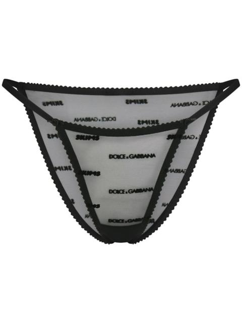 SKIMS x Dolce&Gabbana Ultra Fine Mesh Logo Bikini Onyx