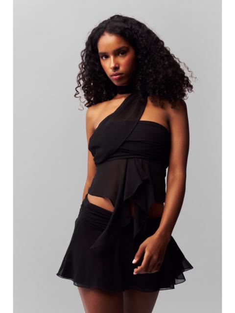 CHIFFON SLIT MINI SKIRT