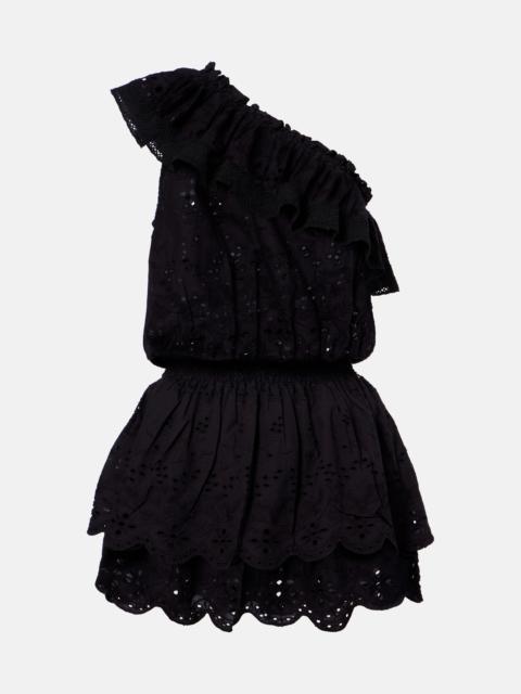 Bree broderie anglaise one-shoulder cotton minidress