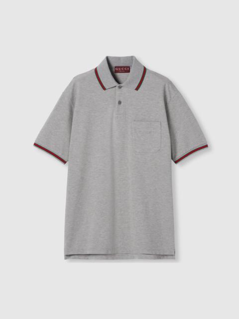 Cotton piquet polo shirt with embroidery