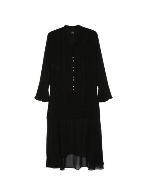 Georgette button front tie dress