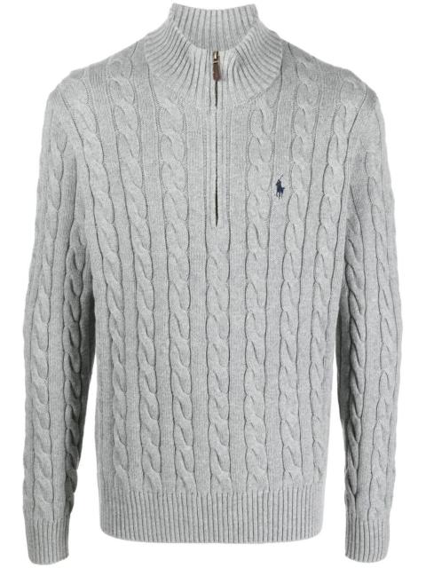 cable-knit half-zip jumper