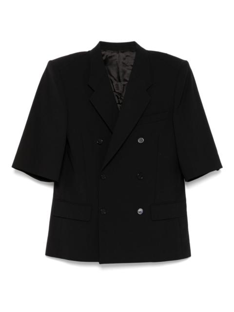 3/4-sleeved double-breasted blazer