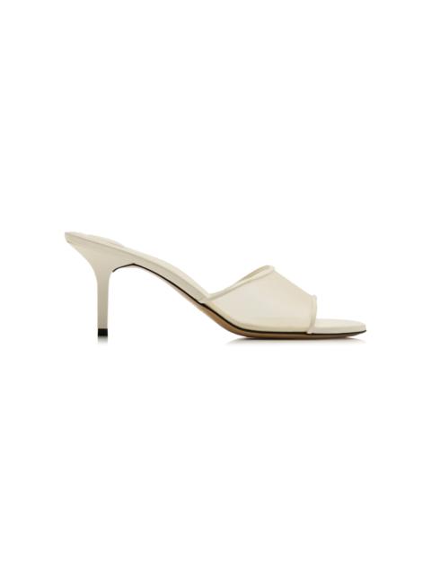 Cubisto Leather-Trimmed Mesh Mules white