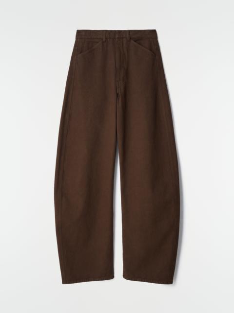 HIGH WAISTED CURVED PANTS IN DYED HEAVY BROKEN TWILL