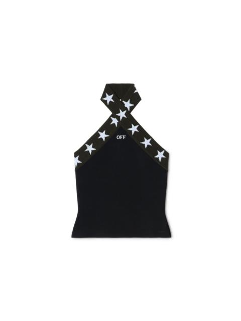 Black Starry Halterneck Top