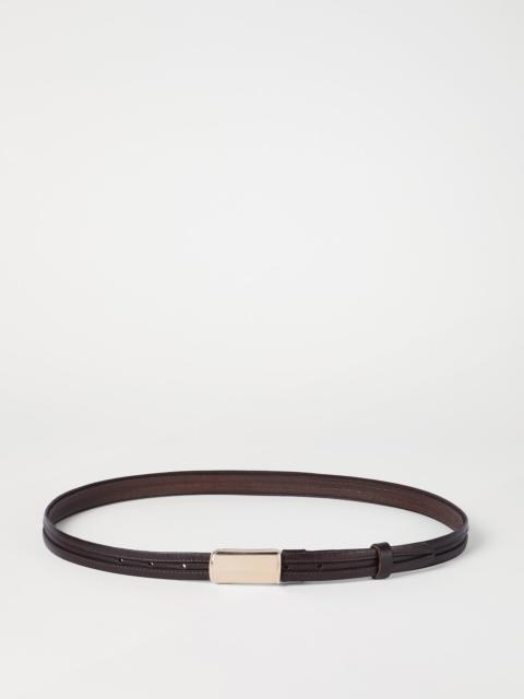 Leather belt with box-frame buckle