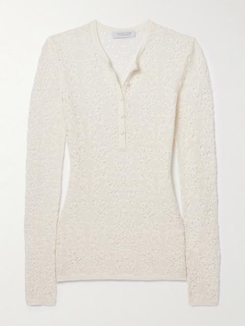 Ithaca Crocheted Wool And Silk-blend Henley Top