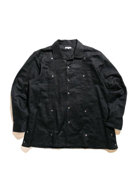 Guayabera Shirt Black Handkerchief Linen