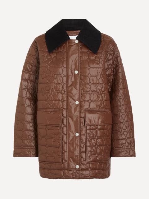 Shiny Quilted Midi Jacket