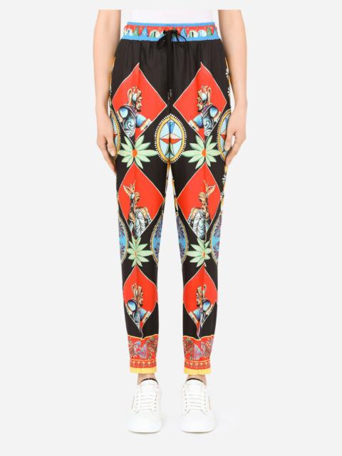 Carretto-print twill jogging pants