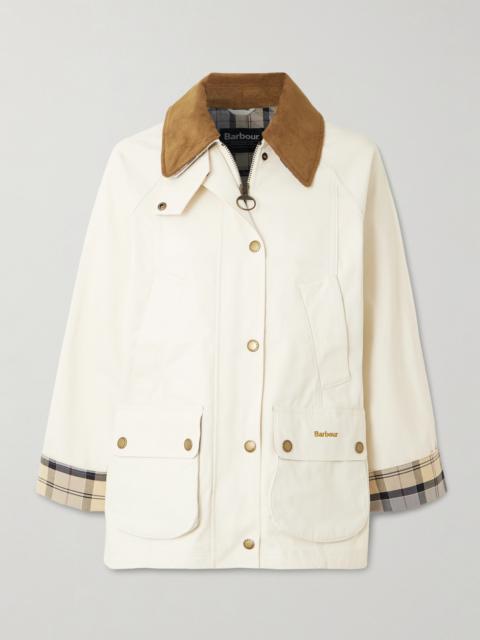 Modern Beadnell Corduroy-trimmed Waxed-cotton Jacket