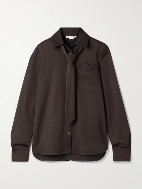 Tie-detailed Wool-twill Shirt