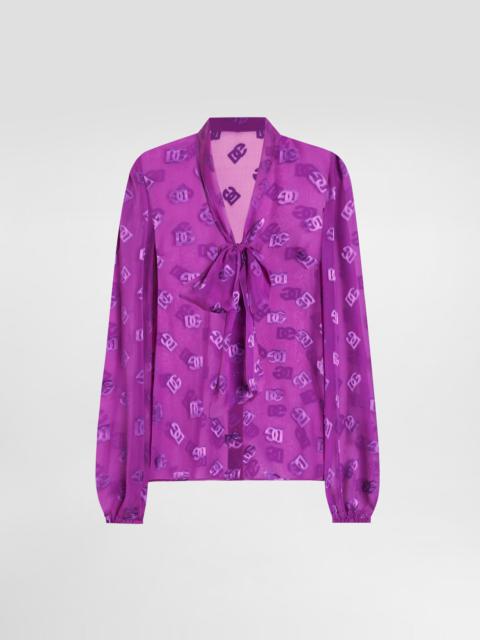 Chiffon jacquard shirt with DG all-over logo