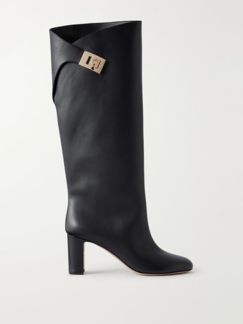 Elli 70 embellished leather knee boots Black