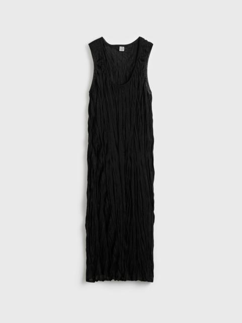 Crinkled knit tank dress black
