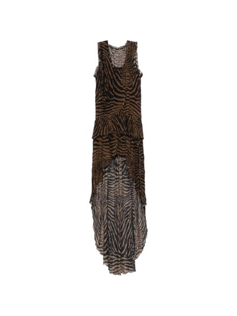 Blumarine Ruffled Zebra-print Mini Dress