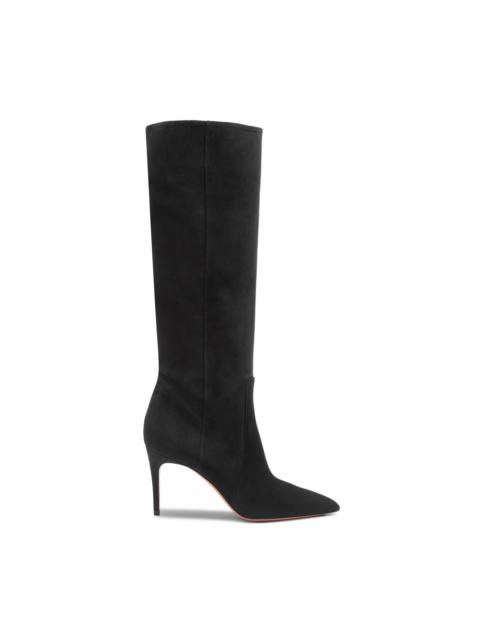 Women's black suede high-heel boot