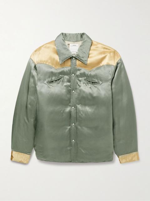 Panelled Padded Satin Down Jacket Army green
