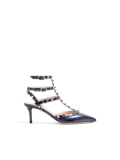 Rockstud pumps in laminated nappa leather with 65mm cabochon