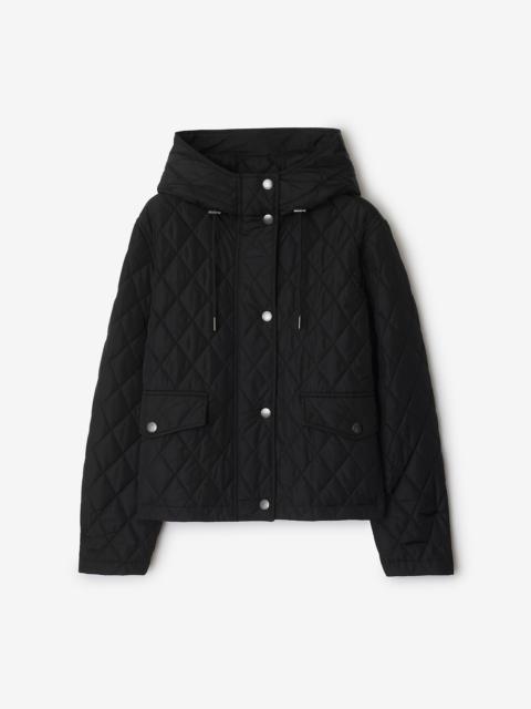 Cropped Quilted Nylon Hooded Jacket