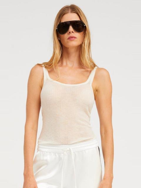 IVORY TISSUE CASHMERE SCOOP NECK TANK