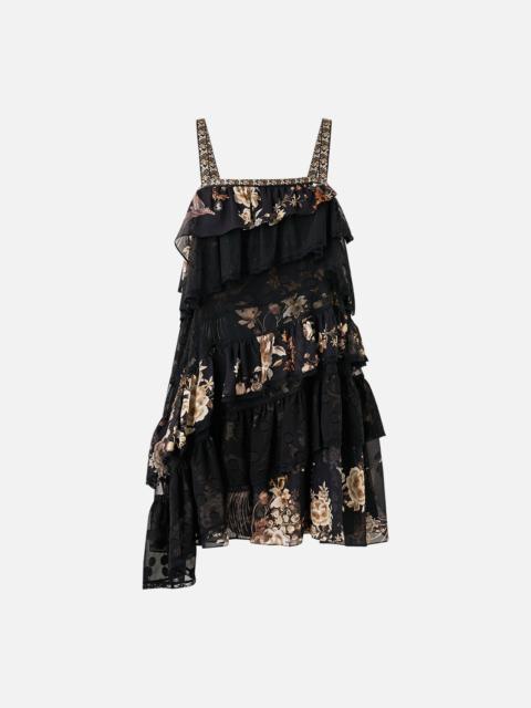 ASYMMETRIC SPLICED LACE MINI DRESS