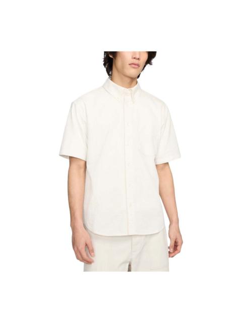 Nike Short Sleeve Seersucker Button-Down Shirt Asia Sizing 'Phantom' FN3223-030