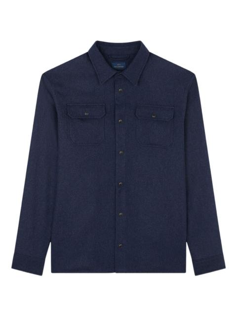 wool blend flap-pocket shirt