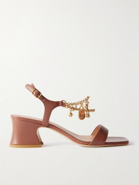 Embellished leather sandals Tan