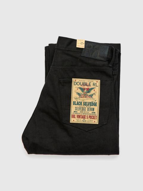 14oz Rinsed Black Selvedge Denim - Full Straight Fit