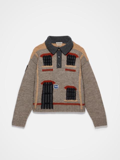 HOUSE POLO JUMPER IN BEIGE MELANGE
