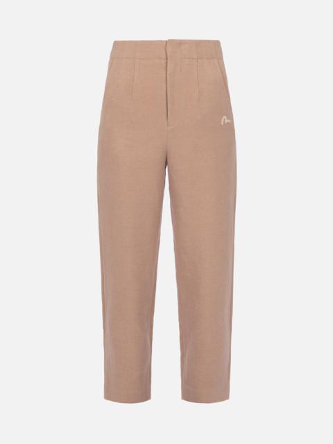 Seagull Embroidery Wool-mix Taper Pants