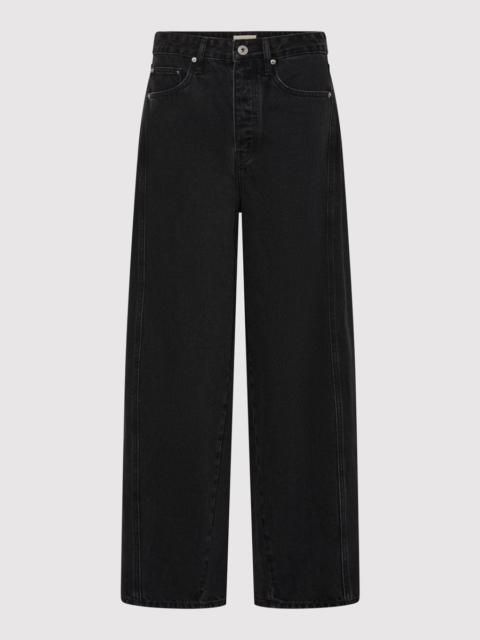 Mid Rise Balloon Jeans - Washed Black