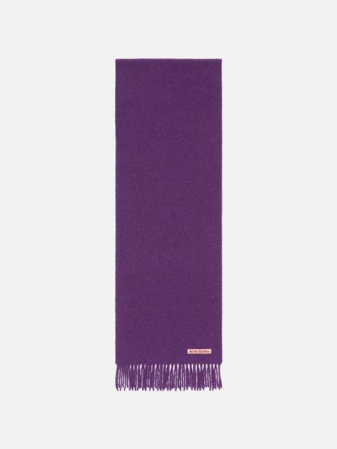 Fringe wool scarf - skinny - Violet Purple Melange